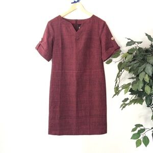 Maurini Maroon Botton Sleeve Dress